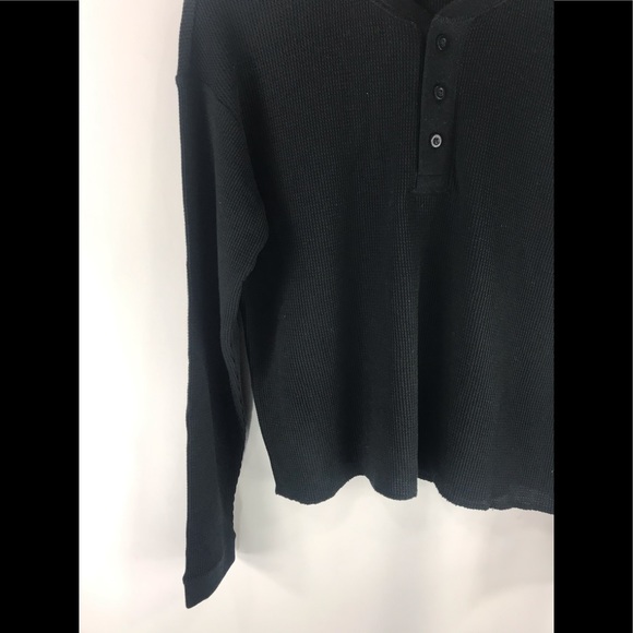 Everlane Women's Cotton Waffle Henley Thermal Tee Washed Black - Picture 5 of 6